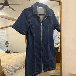 Abercrombie & Fitch Blue Denim Zip-Up Dress